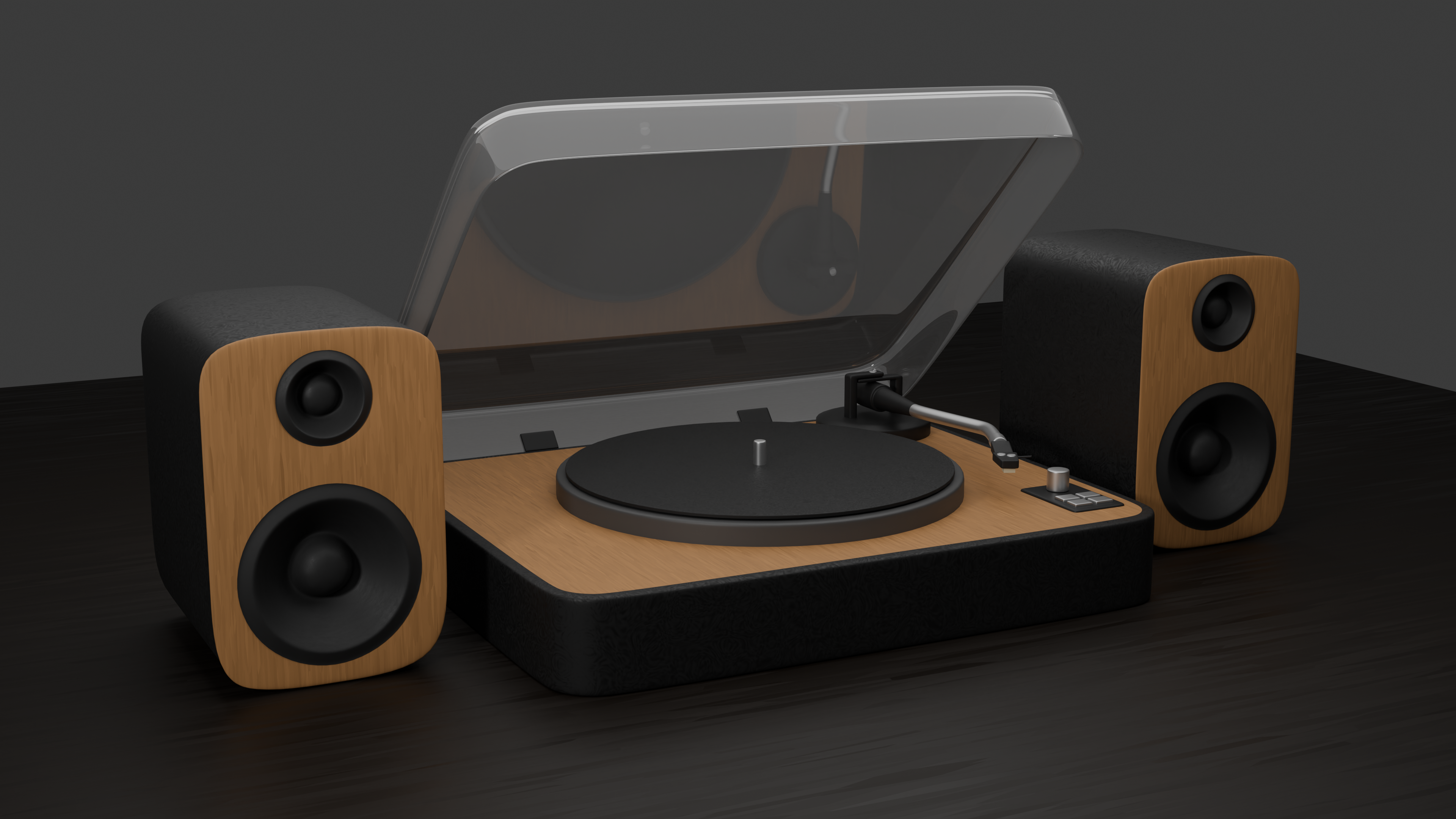 A vinyl record player